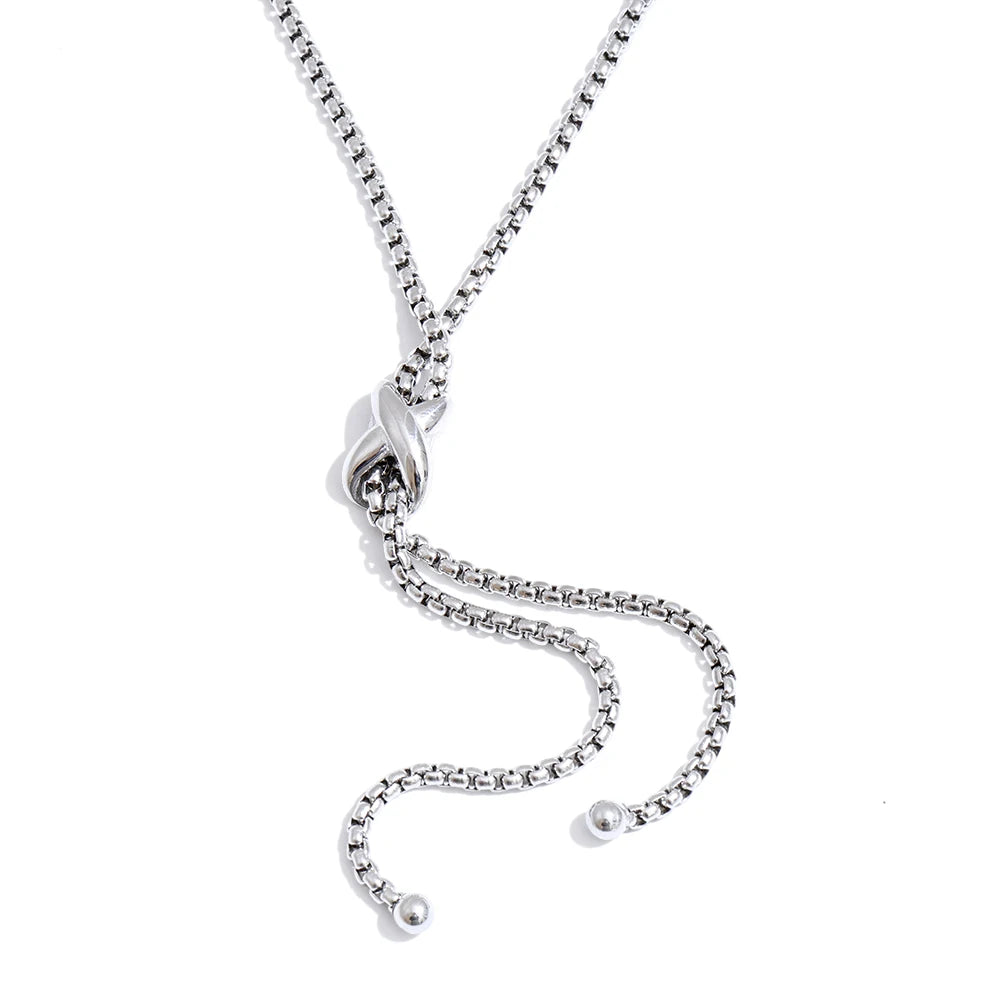 Adjustable long chain drop pendant necklace - product image