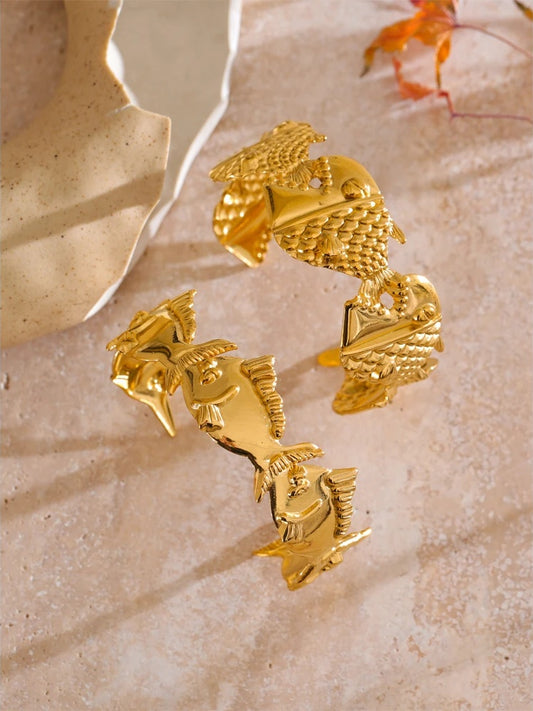 Adjustable metal fish shark cuff bracelet - product image