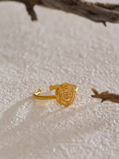 Adjustable metal flower open fashion ring - product image