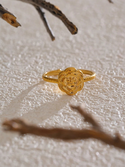 Adjustable metal flower open fashion ring - product image