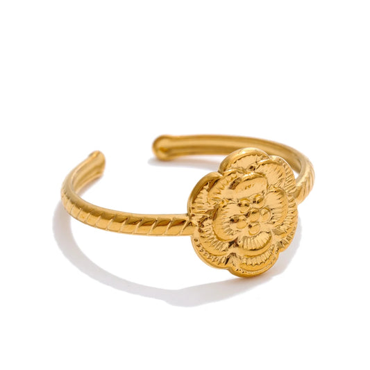 Adjustable metal flower open fashion ring - product image