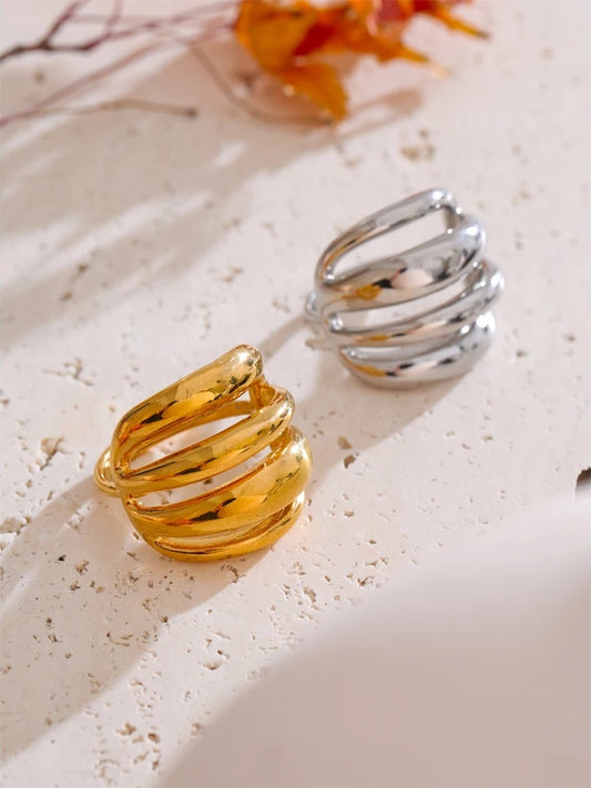Adjustable modern hollow finger resizable ring - product image