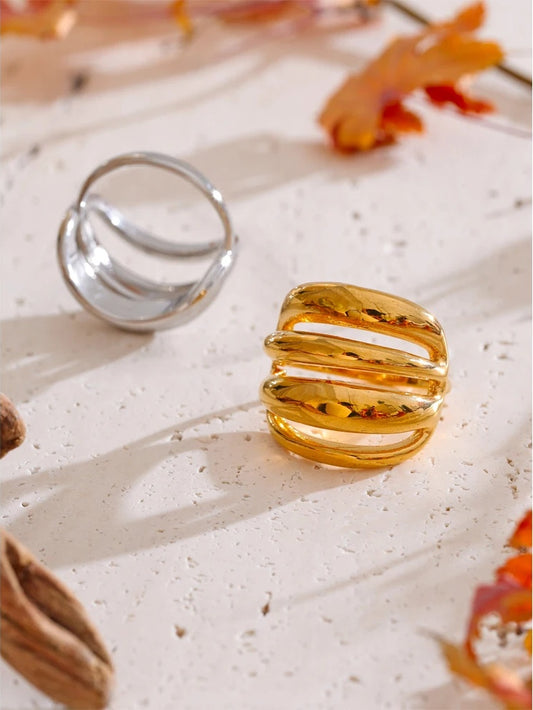 Adjustable modern hollow finger resizable ring - product image