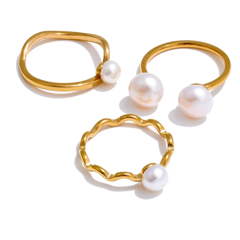 Adjustable natural pearl modern glue ring - product image