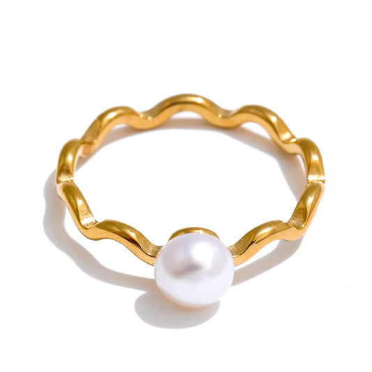 Adjustable natural pearl modern glue ring - product image