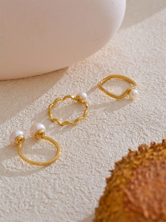 Adjustable natural pearl modern glue ring - product image