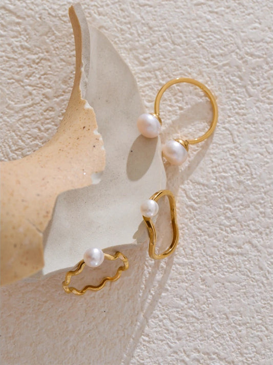 Adjustable natural pearl modern glue ring - product image