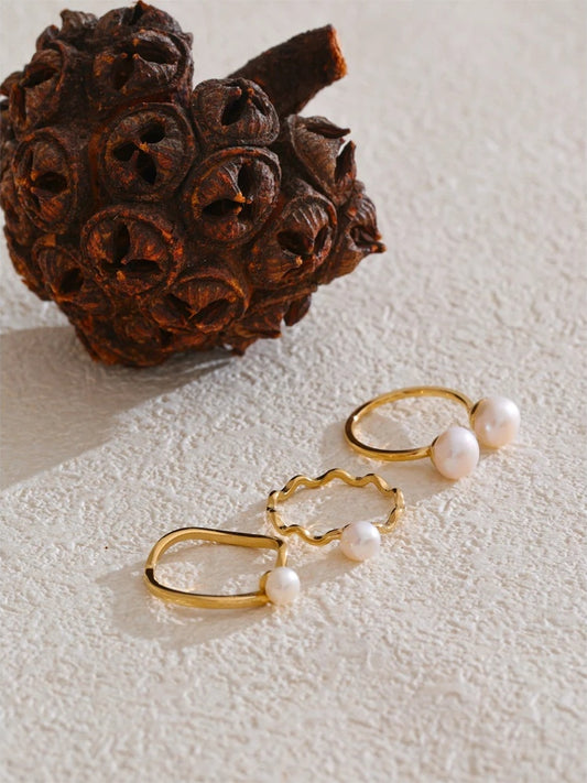 Adjustable natural pearl modern glue ring - product image