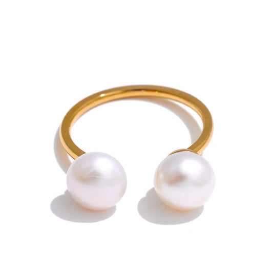Adjustable natural pearl modern glue ring - product image