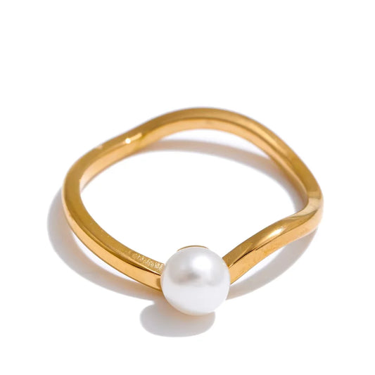 Adjustable natural pearl modern glue ring - product image