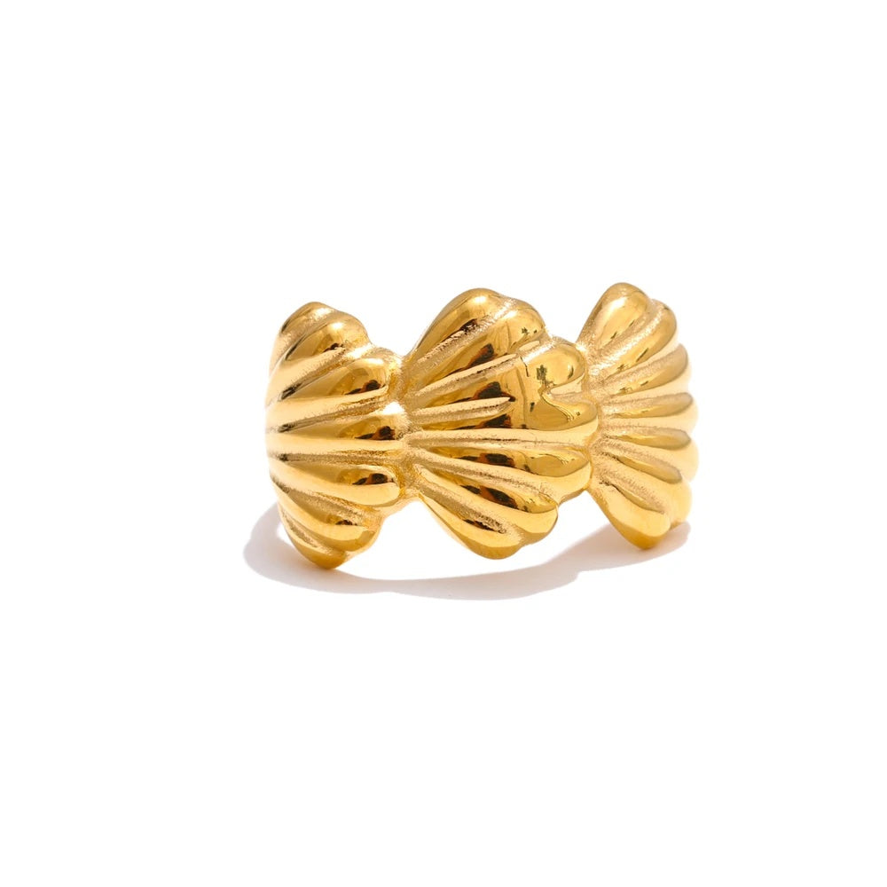 Adjustable ocean style wide metal shell ring - product image