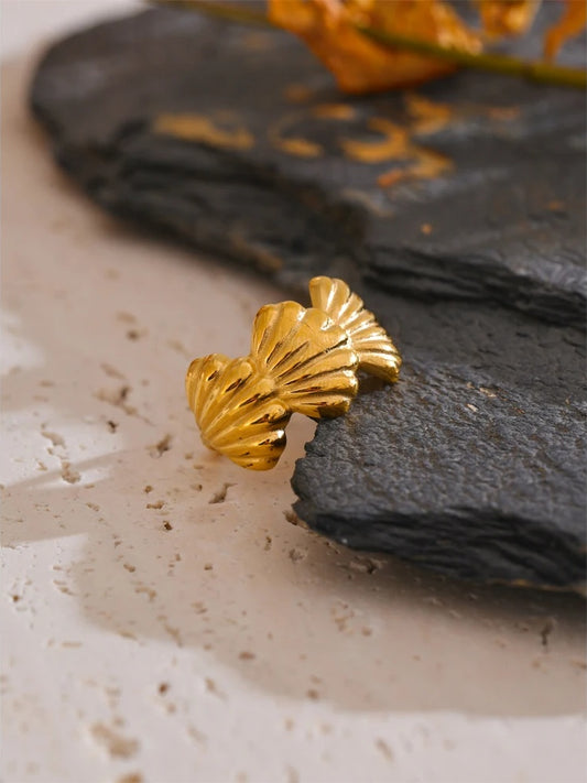 Adjustable ocean style wide metal shell ring - product image