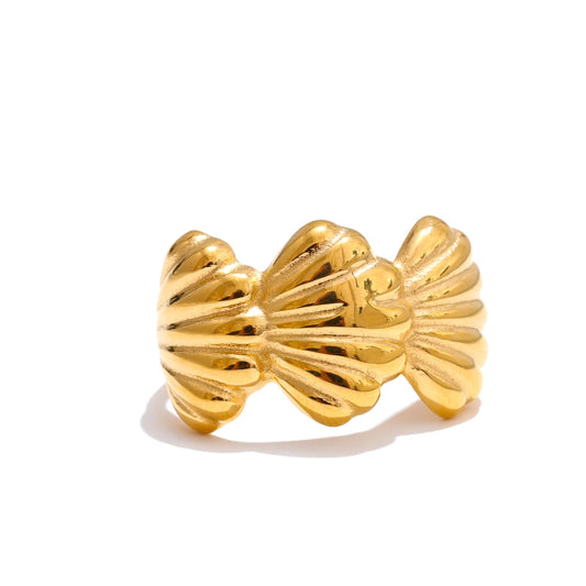 Adjustable ocean style wide metal shell ring - product image