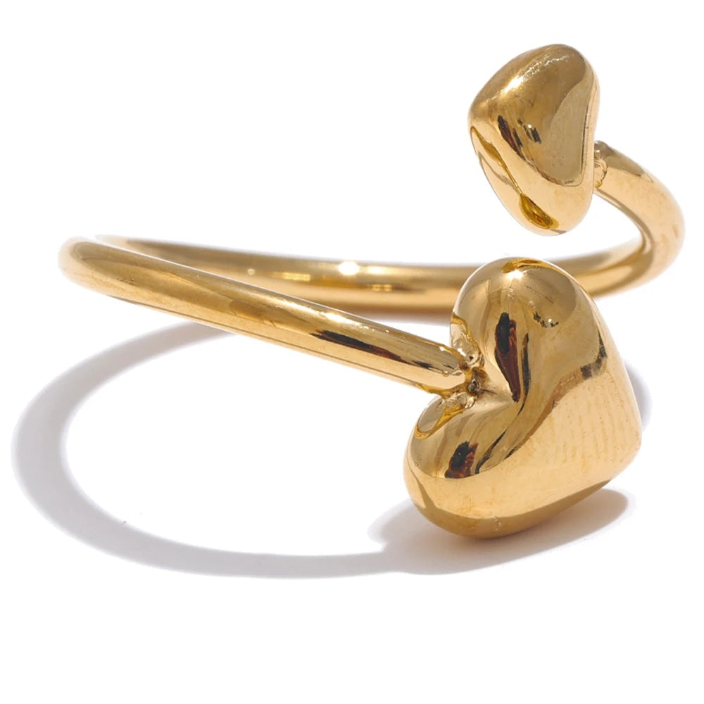 Adjustable open heart love ring for women - product image