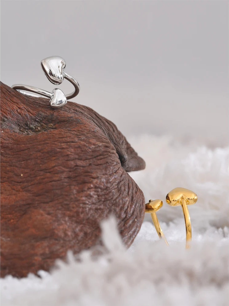 Adjustable open heart love ring for women - product image