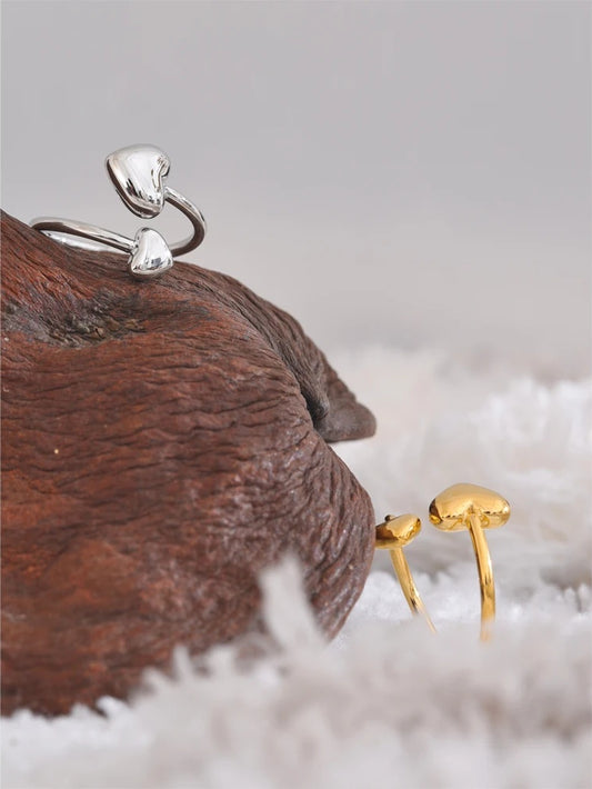 Adjustable open heart love ring for women - product image