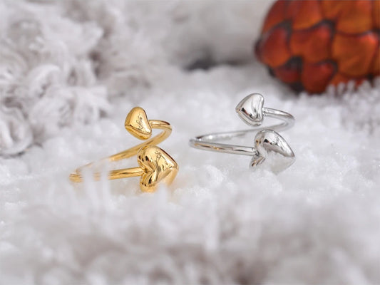 Adjustable open heart love ring for women - product image