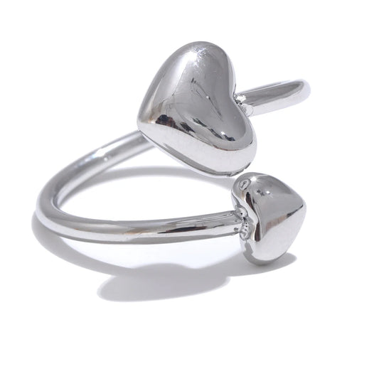 Adjustable open heart love ring for women - product image