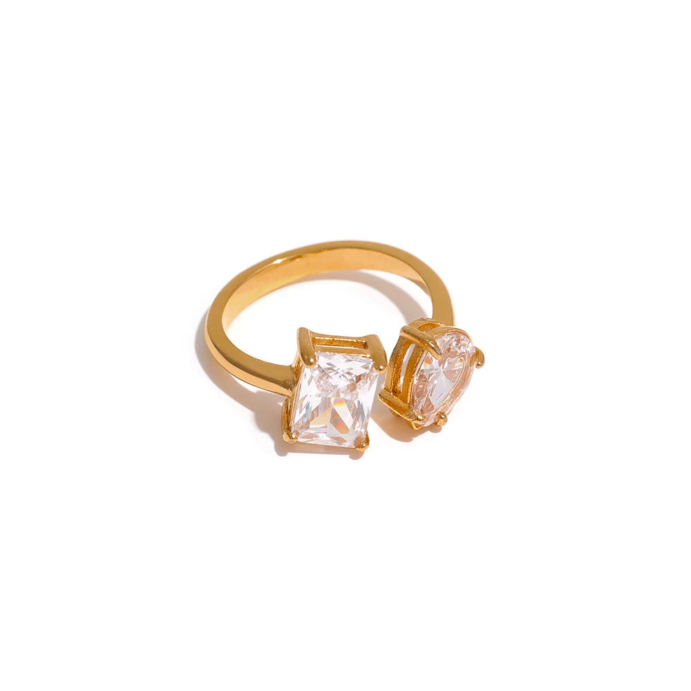 Adjustable pink green cubic zirconia ring - product image
