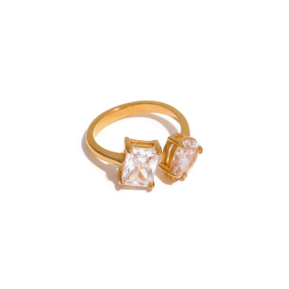 Adjustable pink green cubic zirconia ring - product image
