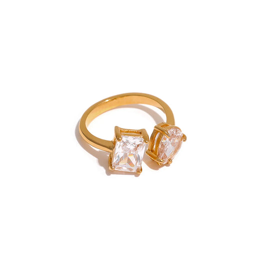 Adjustable pink green cubic zirconia ring - product image