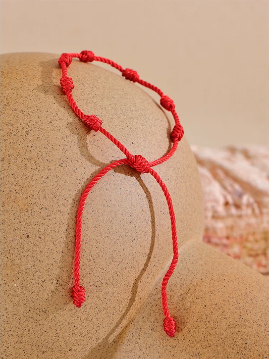 Adjustable red rope braided bracelet - product image