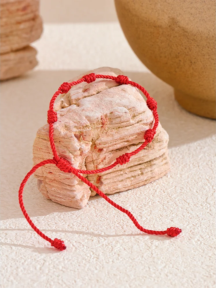 Adjustable red rope braided bracelet - product image