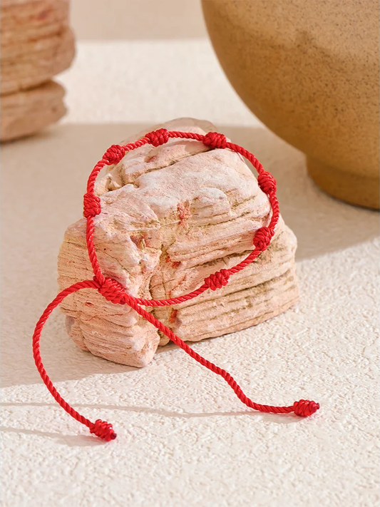 Adjustable red rope braided bracelet - product image