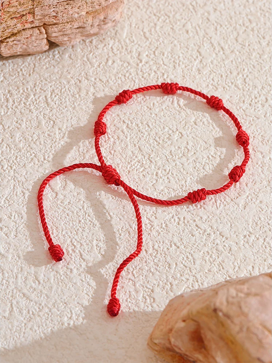 Adjustable red rope braided bracelet - product image