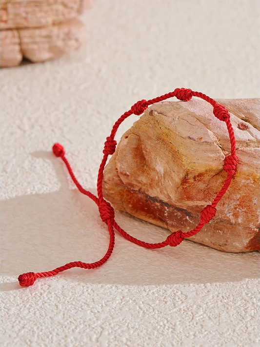 Adjustable red rope braided bracelet - product image