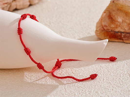 Adjustable red rope braided bracelet - product image