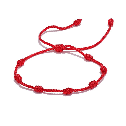 Adjustable red rope braided bracelet - product image