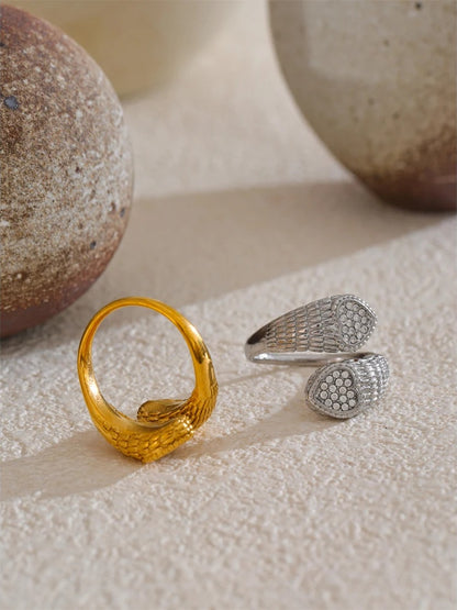 Adjustable zirconia heart snake party ring - product image