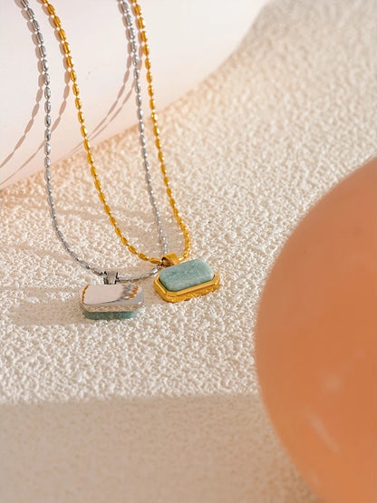 Amazonite square natural stone pendant necklace - product image