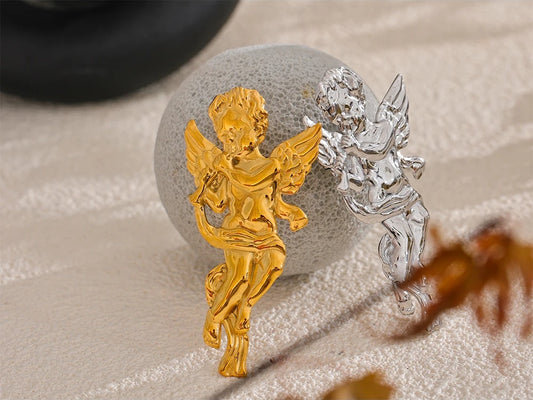 Angel blow horn abstract brooch pin - product image