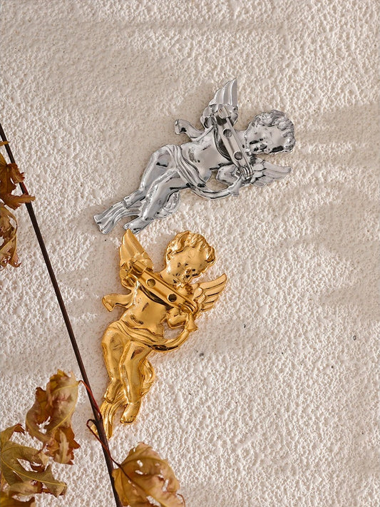 Angel blow horn abstract brooch pin - product image