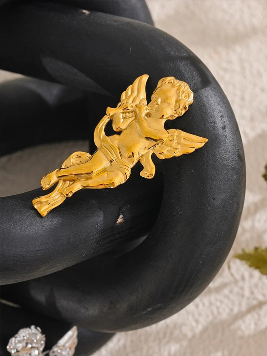 Angel blow horn abstract brooch pin - product image
