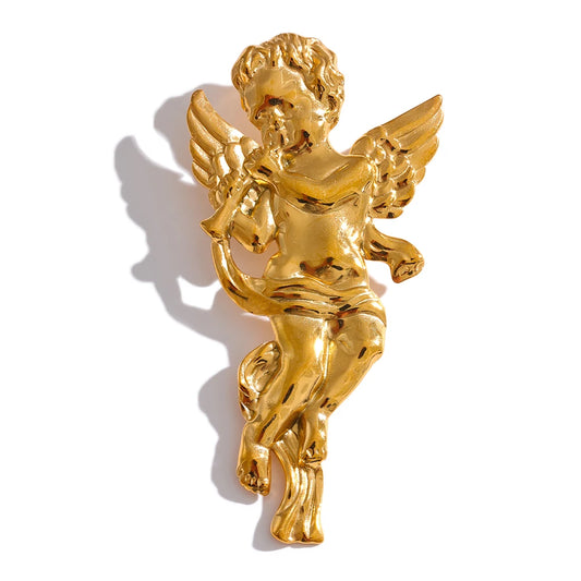 Angel blow horn abstract brooch pin - product image
