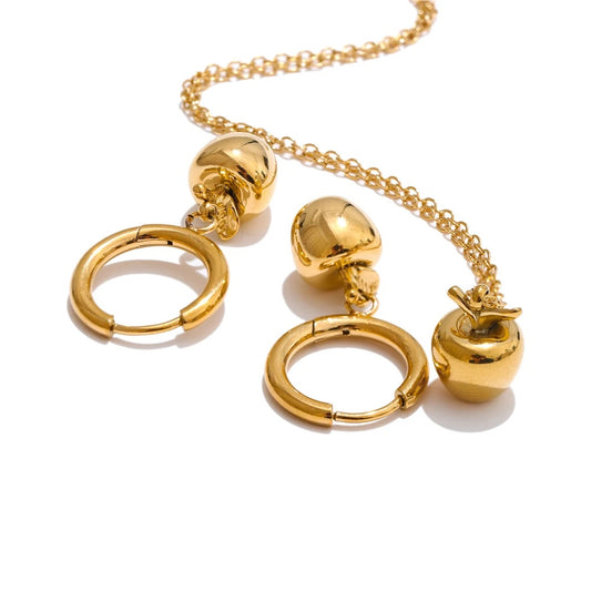 Apple pendant necklace earrings jewelry set - product image