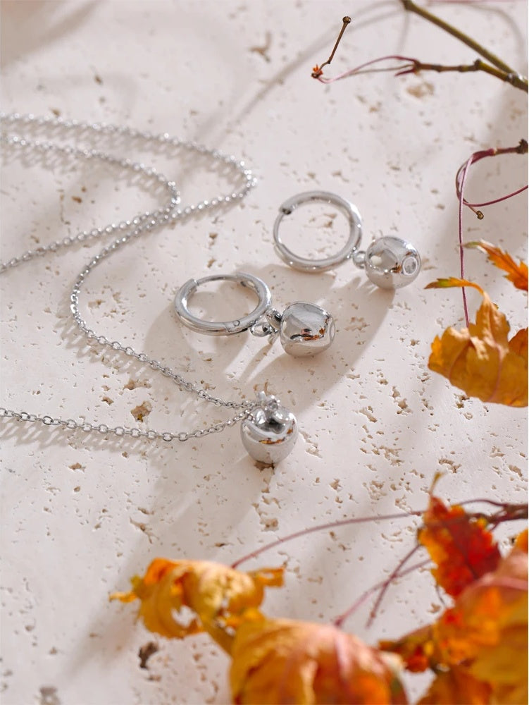 Apple pendant necklace earrings jewelry set - product image