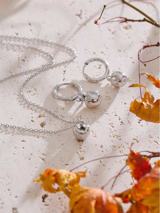 Apple pendant necklace earrings jewelry set - product image