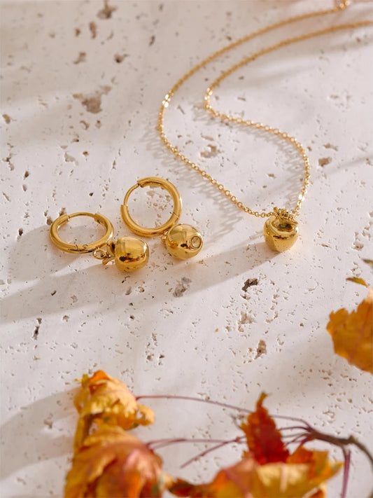 Apple pendant necklace earrings jewelry set - product image