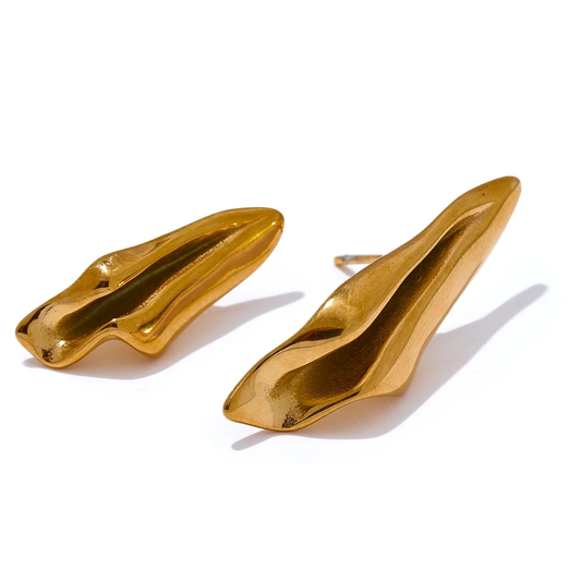 Asymmetrical geometry metal stud earrings gold - product image