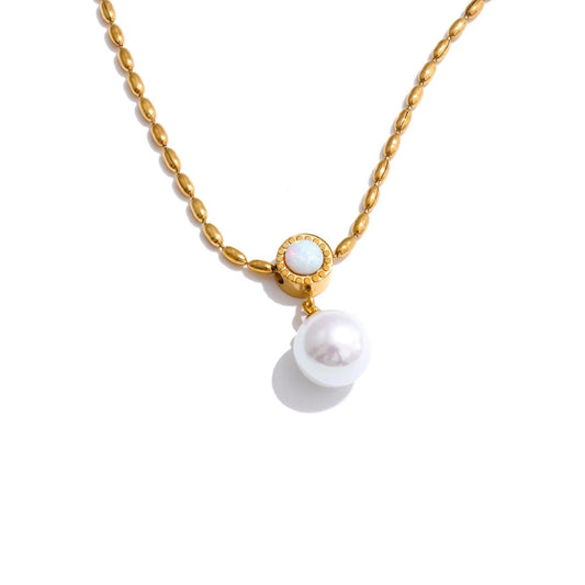 Australian shell simulated pearl pendant necklace - product image