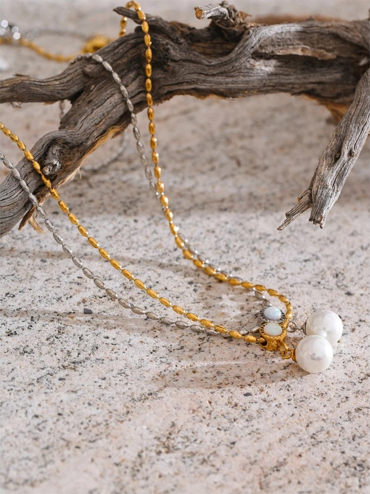 Australian shell simulated pearl pendant necklace - product image