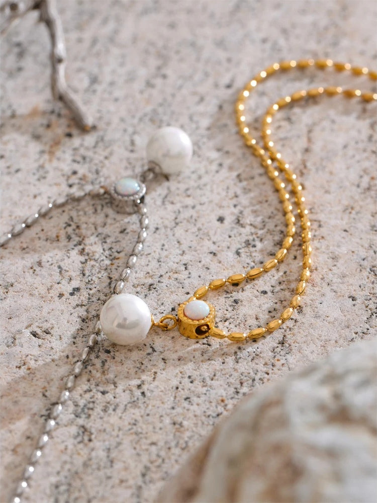 Australian shell simulated pearl pendant necklace - product image