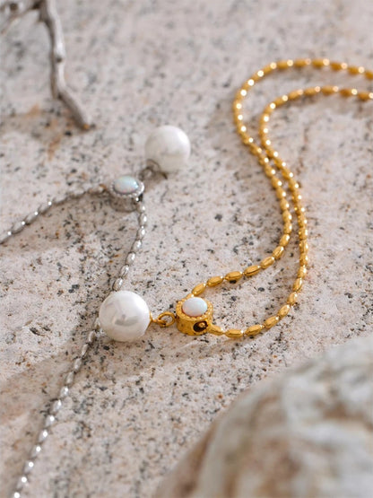 Australian shell simulated pearl pendant necklace - product image