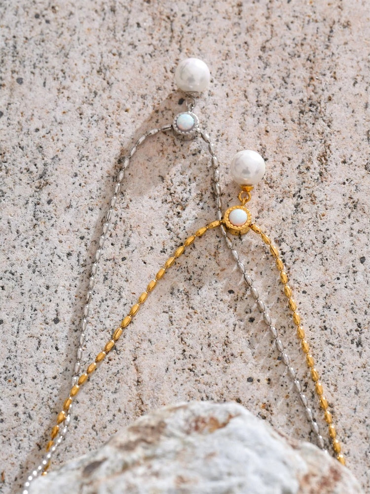 Australian shell simulated pearl pendant necklace - product image