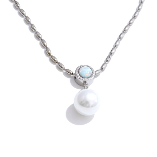 Australian shell simulated pearl pendant necklace - product image