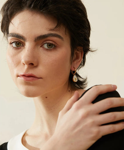 Avocado shell huggie hoop earrings - product image